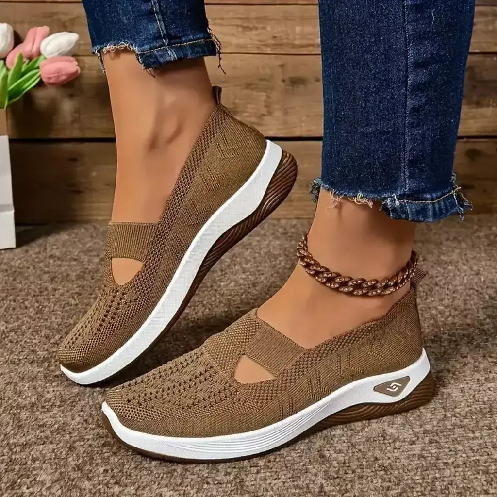 Tênis feminino respirável sapatos casuais verão sola macia sapatos ortopédicos leve deslizamento em sapato de caminhada antiderrapante sapatos planos
