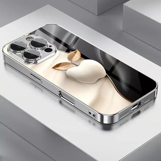 Tecnologia de metal para apple padrão vidro temperado galvanizado caso para iphone 17 16 pro max 15 14 plus 13 12 16e 17 capa ar