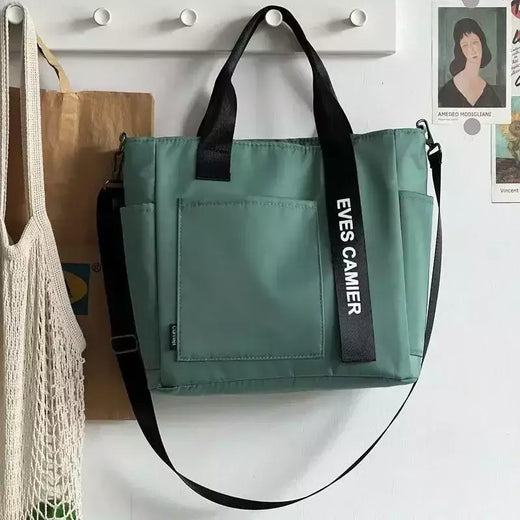 Bolsa de lona impermeável para aluna, grande capacidade, bolsa de ombro, nylon, simples, moda, sacos do mensageiro, sacola casual, novo, 2024