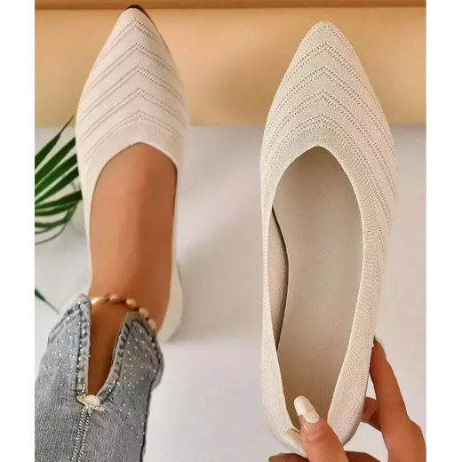 Sapatilhas femininas de malha, sapatilhas casuais, dedo do pé pontiagudo, mocassins para barcos de escritório, cor sólida, novo, 2022, 2024