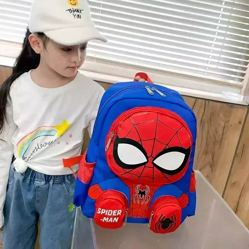 Disney-Spiderman Mochilas para Estudantes, Super Heroes School Bag, Cartoon 3D Stereo, Kindergarten Backpack, Children's Travel Bag, Gift