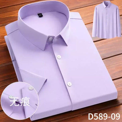 Camisa de spandex fina de manga comprida masculina, manga curta, elástica alta