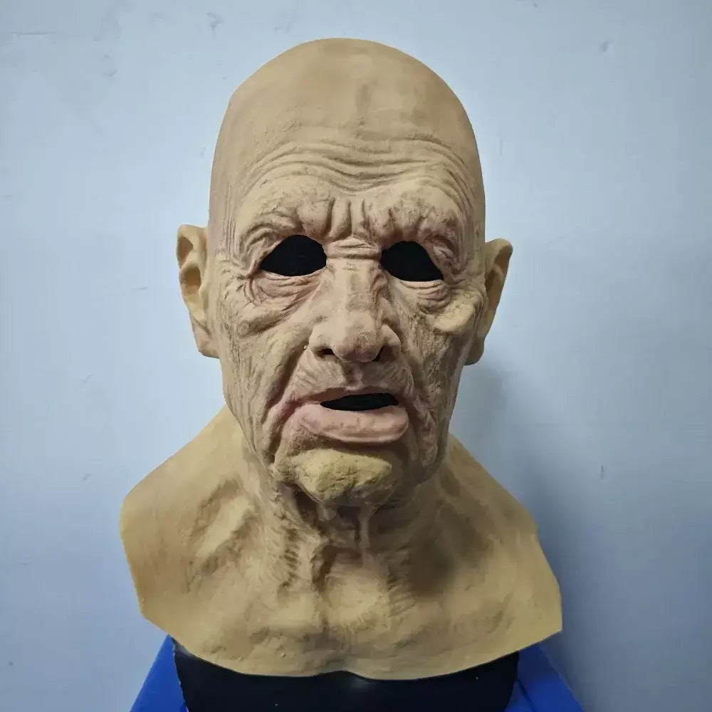 Velho máscara de látex homem careca máscara de cabeça cheia halloween cosplay festa masquerade adereços rugas realista velho cabeça capa