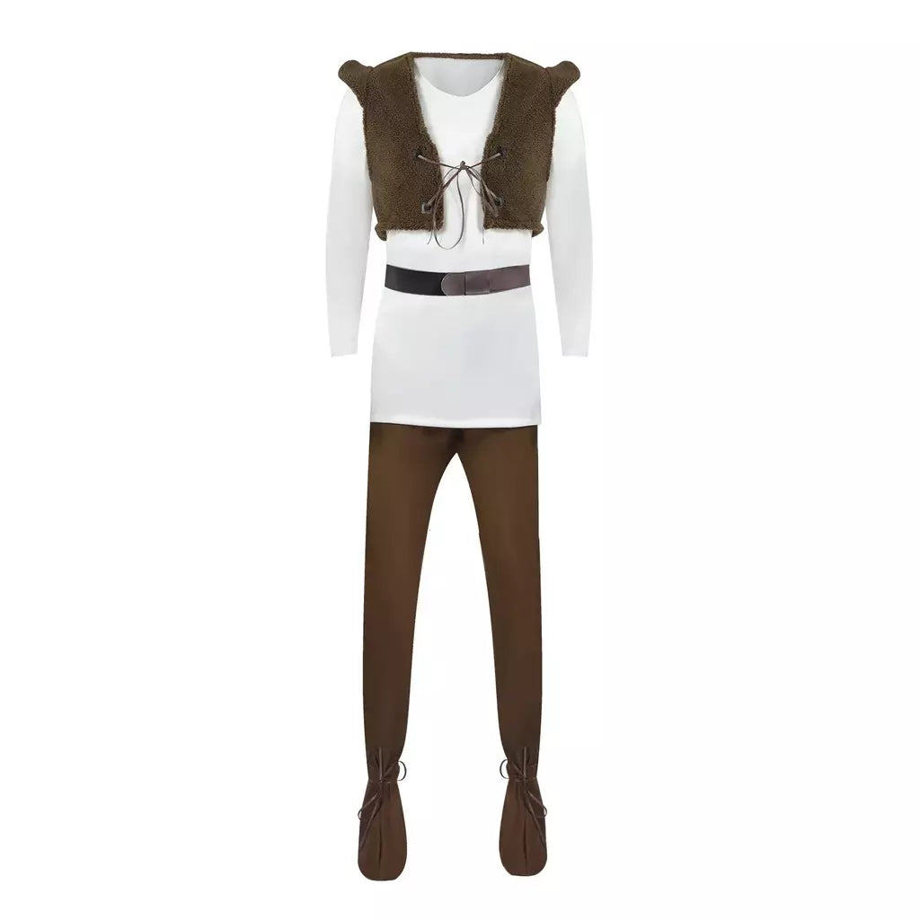 Filme monstro shrek cosplay trajes máscara shrek topo colete calças para homens desempenho role play halloween carnaval festa roupas