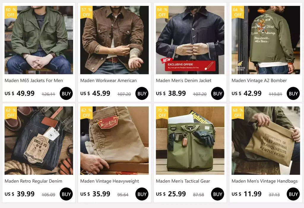 Maden J001 - Casaco de Caça Régua Detroit para Homem de Outono, Tecido de Lã Retro, Bolsos de Algodão Resistente, Design de Colarinho Lapel e Fechadura Ziper