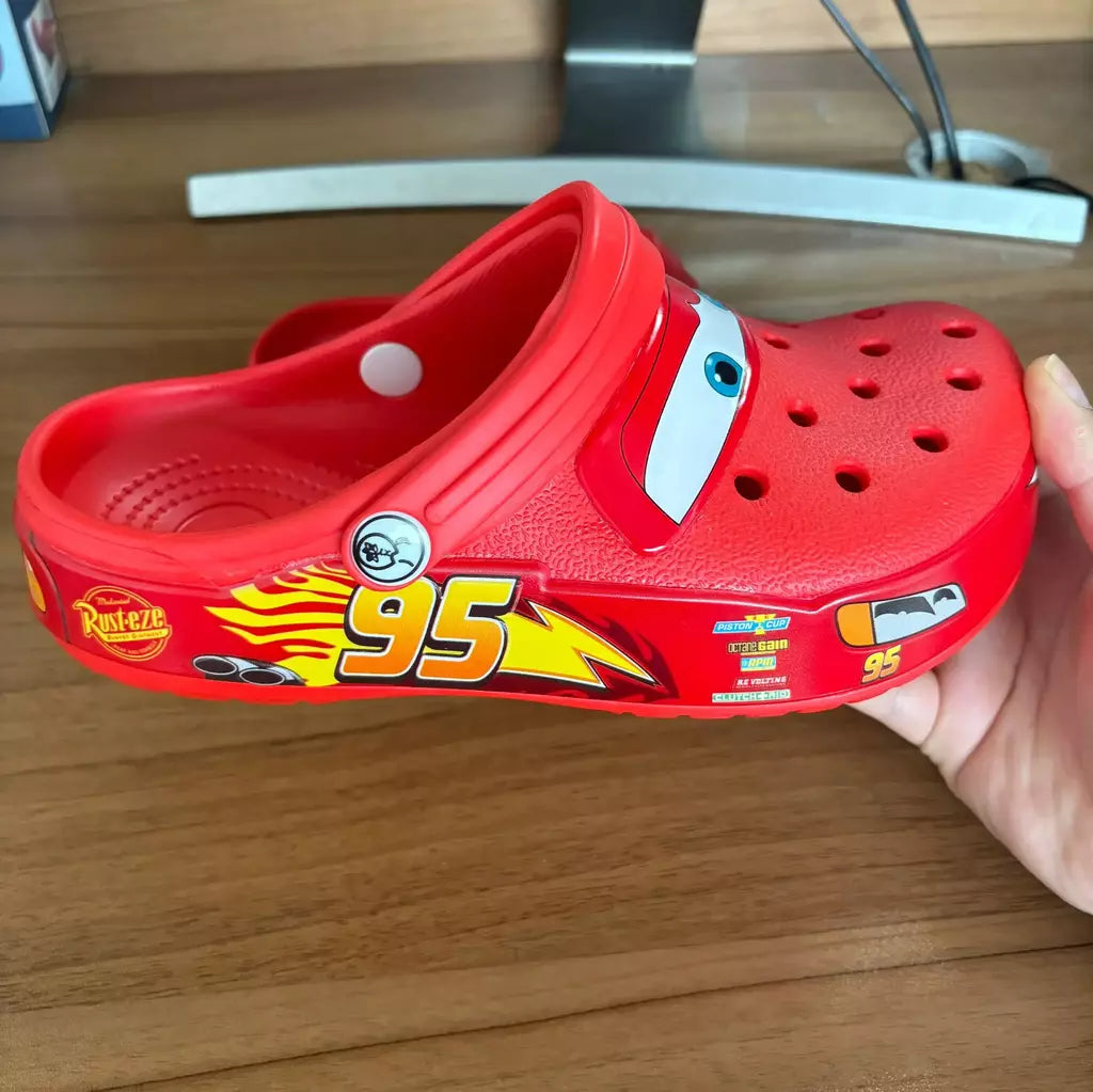 Disney mcqueens pixar dos desenhos animados sólido à prova dwaterproof água chinelos ao ar livre sandálias de areia casual respirável tornozelo-envoltório eva sapatos adultos presentes