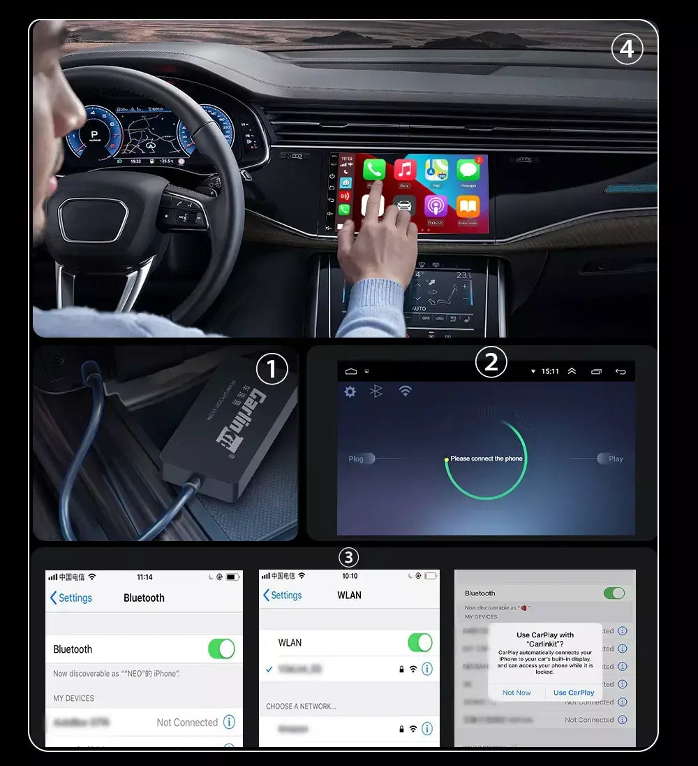 CarlinKit Adaptador CarPlay com fio ou sem fio USB Android Auto Dongle para Android Carro Multimídia Mirrorlink Waze Spotify Autokit