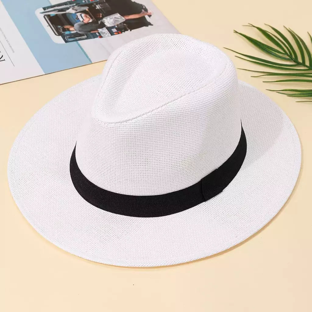 Chapéu do verão para homens e mulheres, chapéu de praia, estilo inglês, abas largas, sombreamento do sol, palha do panamá