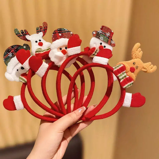 5-pacote meninas natal hairbands rena boneco de neve papai noel padrões moda festa de ano novo headbands acessórios para o cabelo