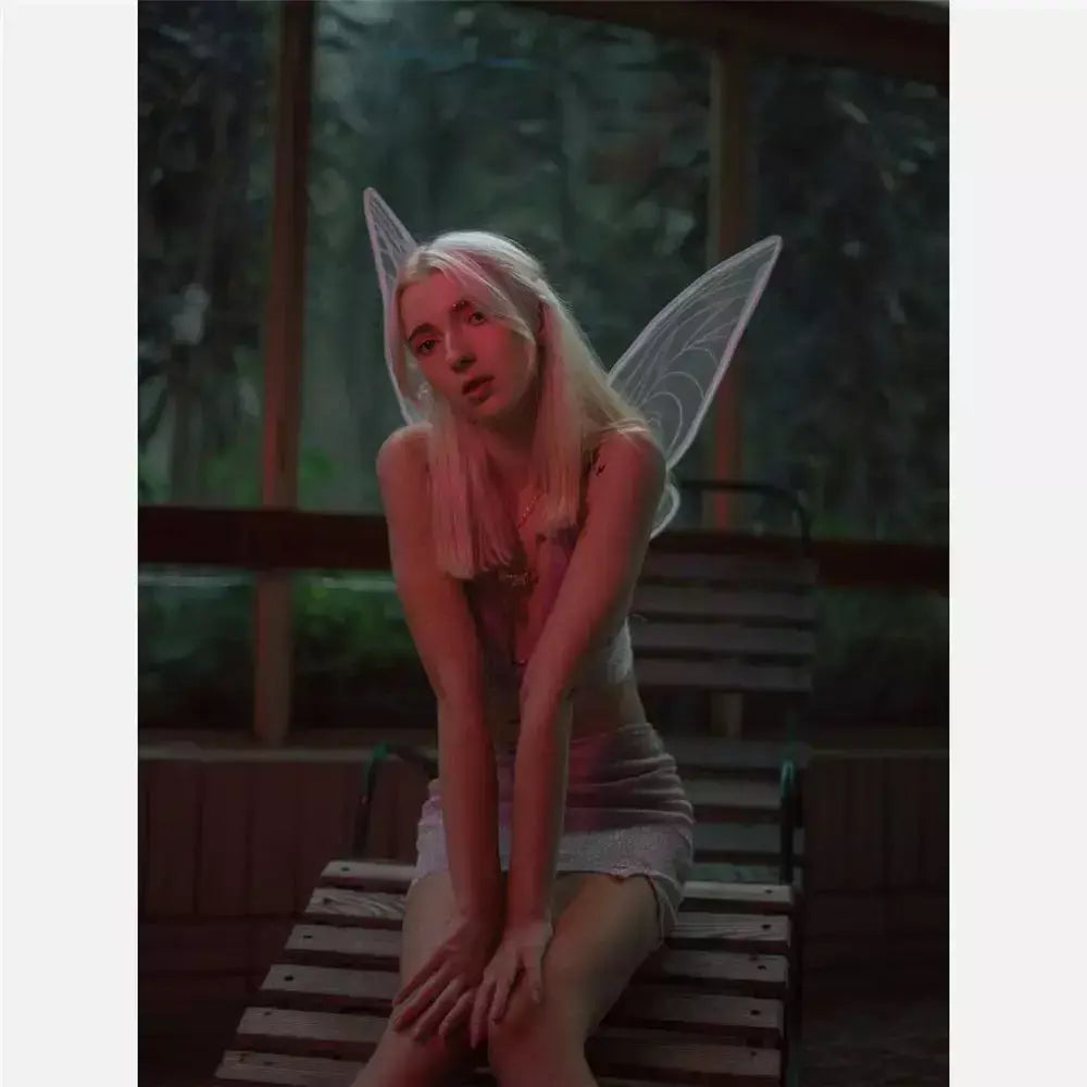 Trajes de halloween para meninas asas de fada borboleta para cosplay trajes brilho fada princesa asas festa favor acessórios