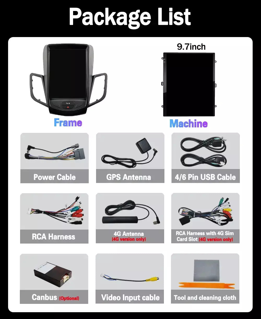 9.7 "carro para ford fiesta mk 7 2008-2019 android 15 auto rádio do carro reprodutor de vídeo multimídia navegação estéreo 4g bt wifi estéreo gps