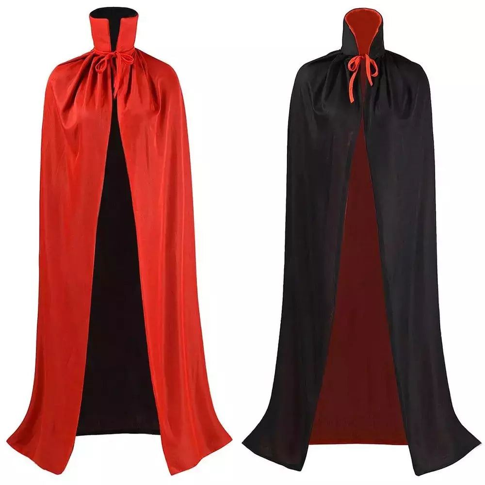Halloween feminino masculino roupas cosplay traje adulto crianças gola capa preto vermelho reversível boné vampiro capa festa de halloween