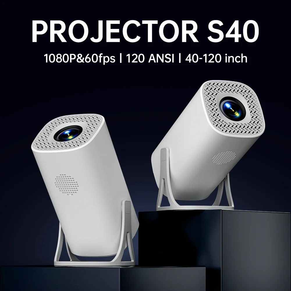 HONGTOP S40 Android 11 Mini Projetor Suporte 4K 1080P 2.4G/5GWIFI BT5.0 Projetor 1280*720P Projetor Portátil de Cinema em Casa