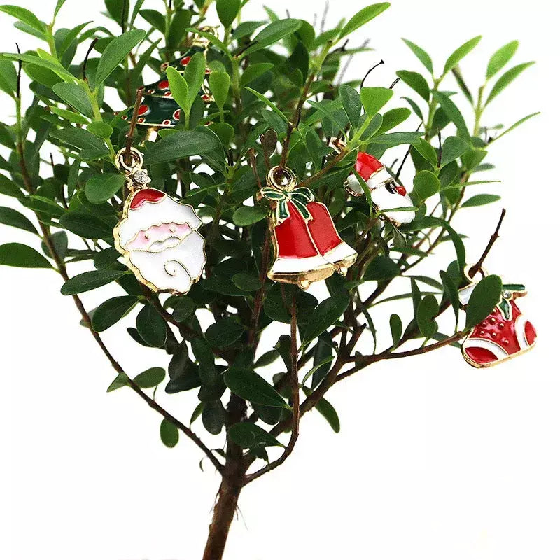(20 unidades/pacote) pingentes de metal mistos mini decoração de natal artesanato semi-acabado elementos de árvore de natal pendurado diy