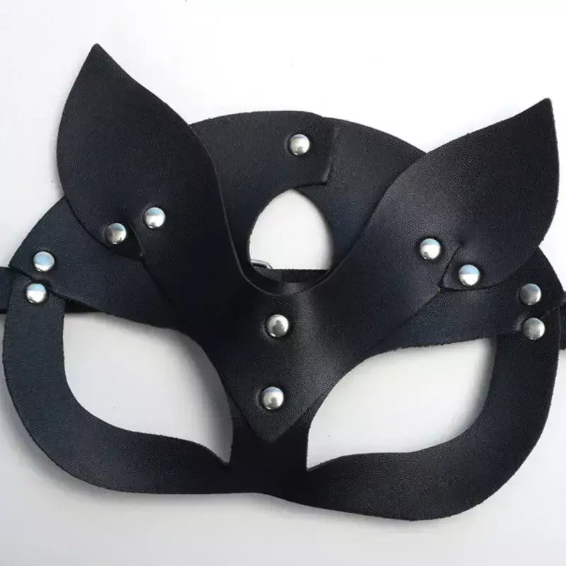 Meia face gato cosplay máscara de couro feminino olho cosplay festa de halloween pu meia máscara facial adulto suprimentos de jogo adulto jogo