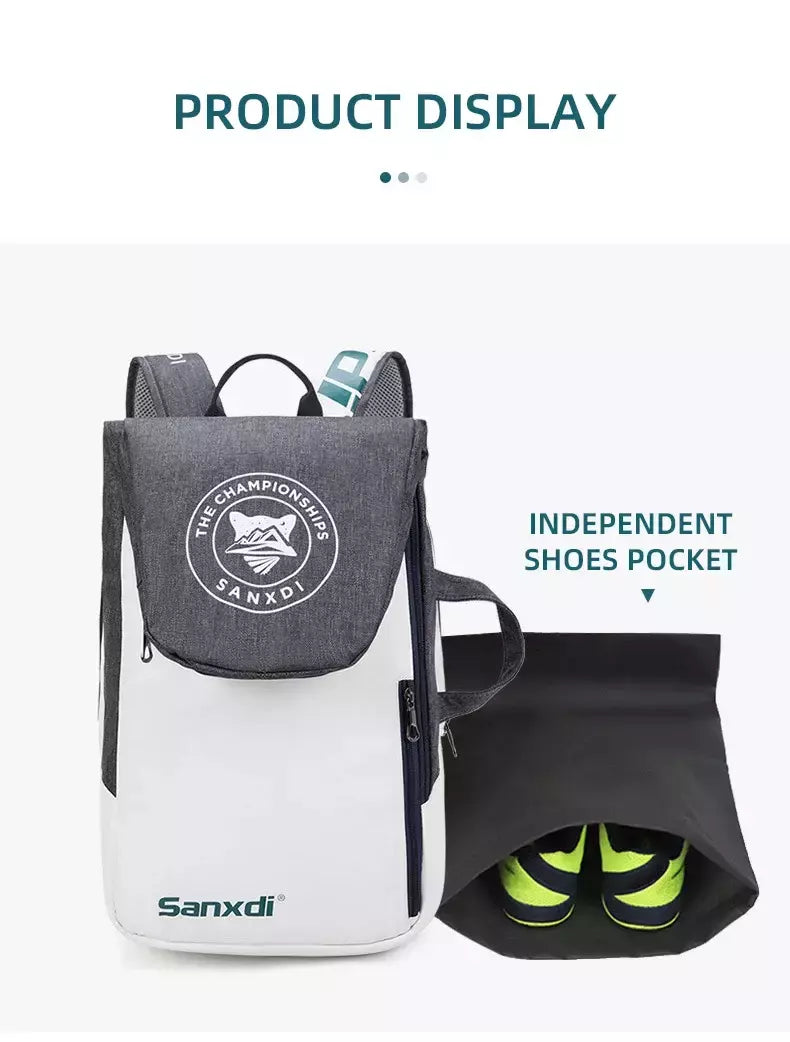 Mochila de remo de tênis dobrável para homens Squash Badminton Racket Bag Bolsa de transporte de raquetebol Sacos esportivos de grande capacidade