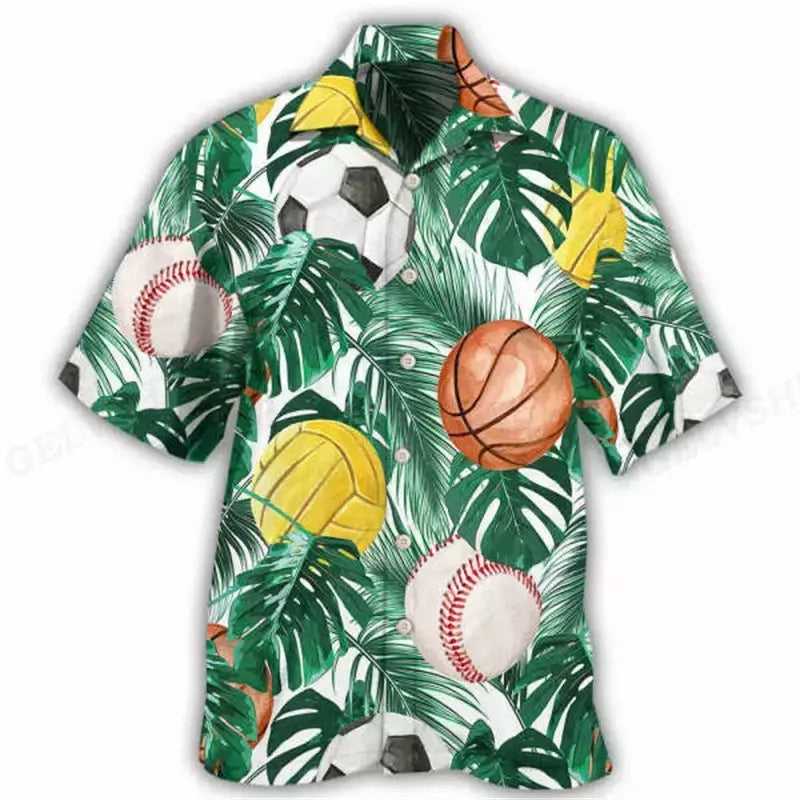 Camisa havaiana com estampa 3D masculina papagaio, blusa de praia casual manga curta, camisa lapela vocacional, moda menino
