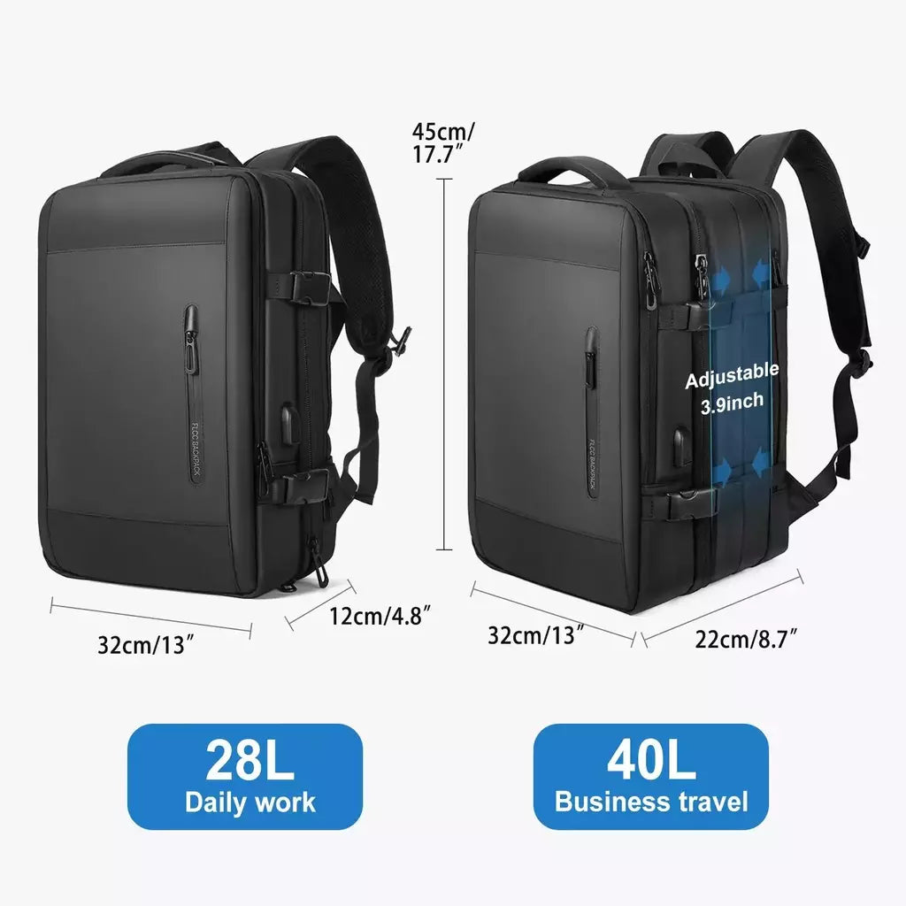 Mochilas expansíveis impermeáveis para homens Likros, grande capacidade, mochila de viagem de negócios, Weekend Laptop Bag, Carry on