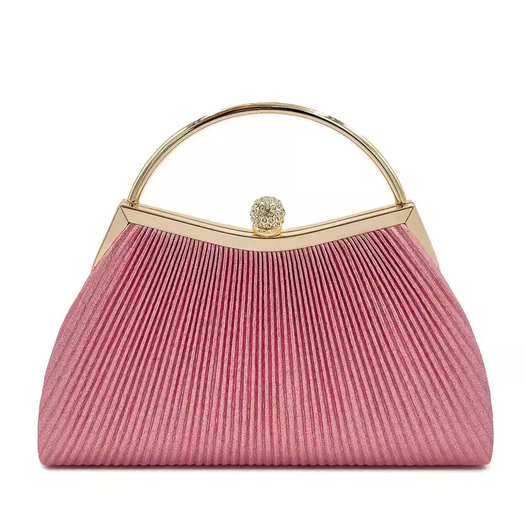 Bolsa de noite plissada para mulheres, alça superior, glitter dia clutch, jantar de casamento feminino vestida bolsa clipe de diamante, ouro