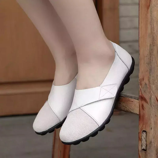 Plus size senhoras apartamentos sapatos para mulher 2022 macio couro genuíno mocassin barco gancho loop mocasines de mujer chaussure femme