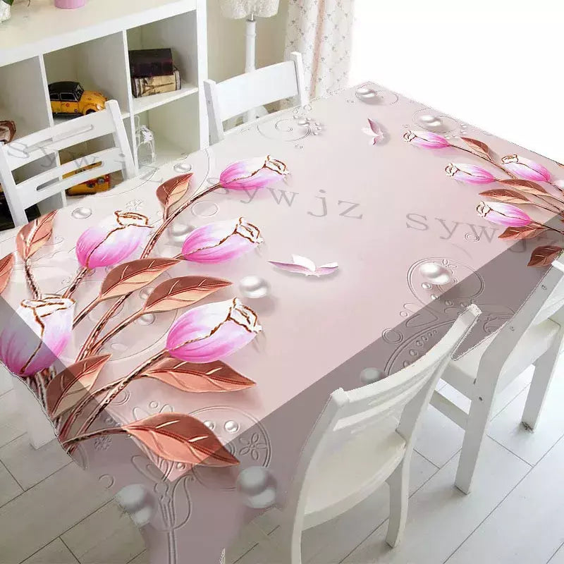 3D Butterfly Flower Printing Toalhas De Mesa Retangulares, Toalha De Mesa Anti-mancha para Mesa, Decoração De Casamento, Mesas De Café, Decoração