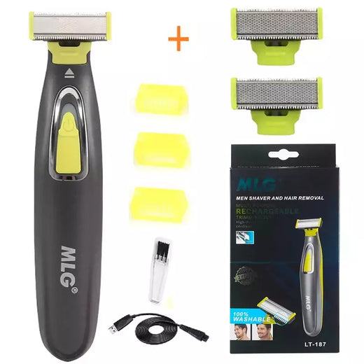 Barbeador elétrico para homens, aparador de barba lavável, lâmina de barbear úmida e seca, máquina de barbear, recarregável