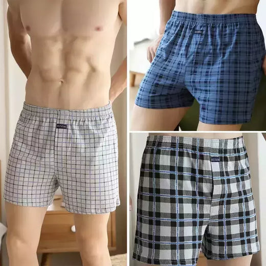 Cuecas masculinas de algodão de cintura alta, calças allo de cintura alta com pijama em casa, cuecas boxer plus size