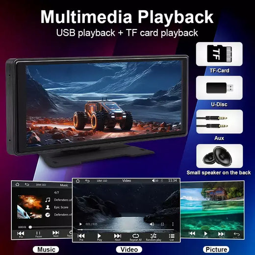 10.26 "rádio espelho do carro reprodutor de vídeo multimídia universal sem fio carplay android tela automática com bluetooth aux usb