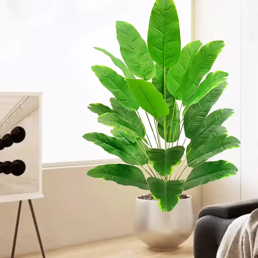 Palmeira tropical artificial 60-90-120cm(47,2 pol.) folhas de planta de banana falsa toque real planta de plástico strelitzia para jardim doméstico