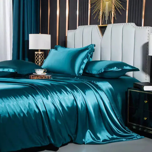 Monocromático Rayon Satin Conjunto de cama, luxo Duvet Cover Kit, Twin Queen e King Size, Home Textile, 3PCs, 4PCs