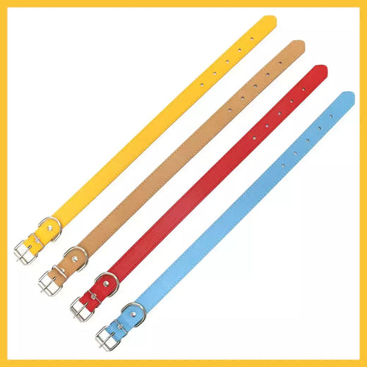 Coleira de couro para cachorro, cor sólida, ajustável, gato, filhote de cachorro, alça de pescoço, adequada para cães médios e pequenos, suprimentos para animais de estimação