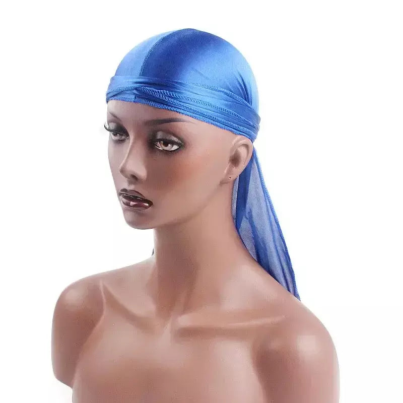 Elasticidade baotou boné faixas de cabelo simulação sedosa durag cauda longa chapéu pirata bandana turbante para crianças criança fita acessórios