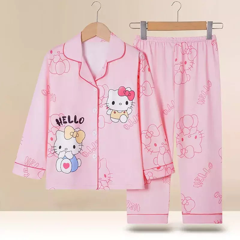 Sanrio cinnamoroll kuromi pochacco conjunto de pijamas infantis dos desenhos animados anime minha melodia manga curta pijamas bonito menino menina presentes