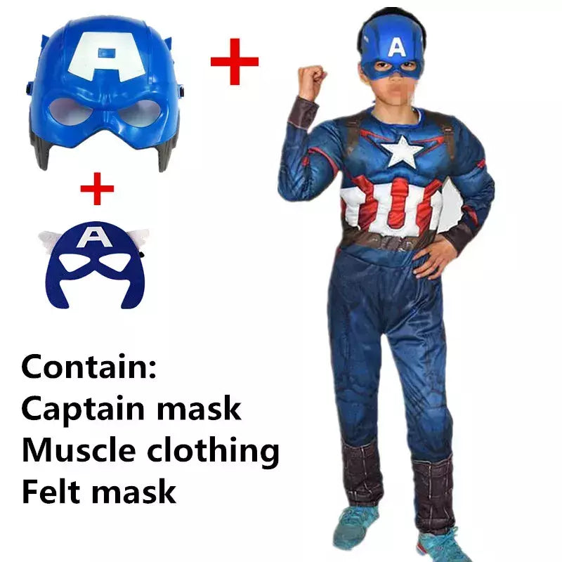 Fantasia de super-herói infantil, meninos e meninas, macacão muscular com máscara de halloween, dramatização, festa, cosplay, roupa para férias