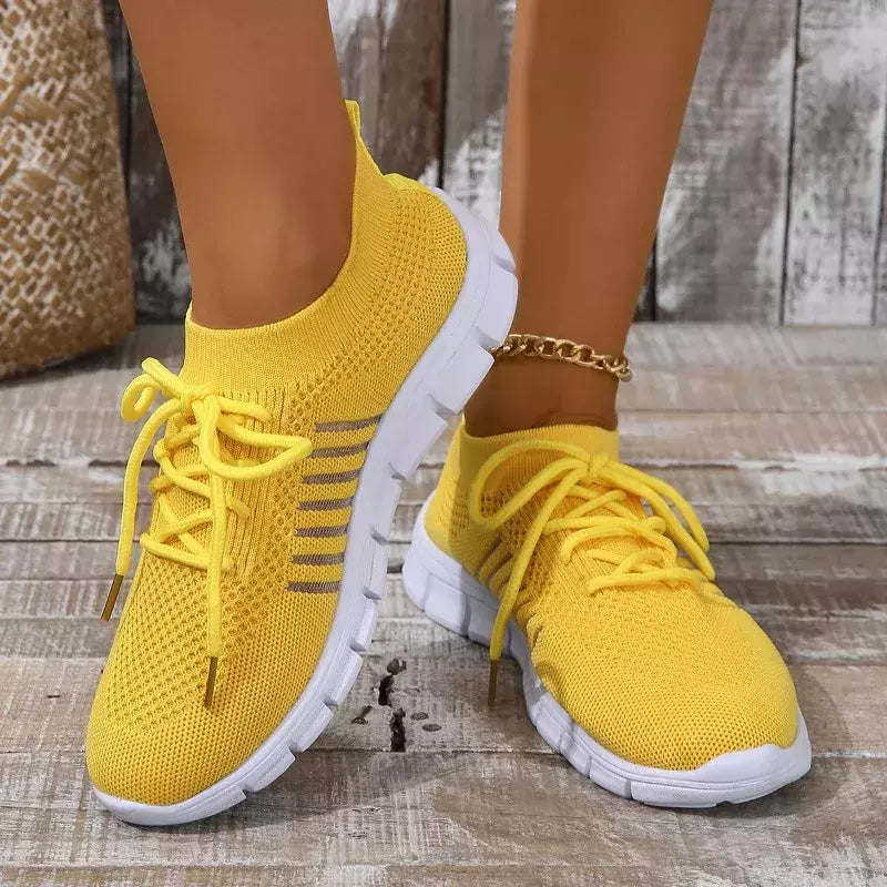Tênis casual feminino, confortável e respirável, sapato de plataforma versátil com cordões, moda verão, 2024