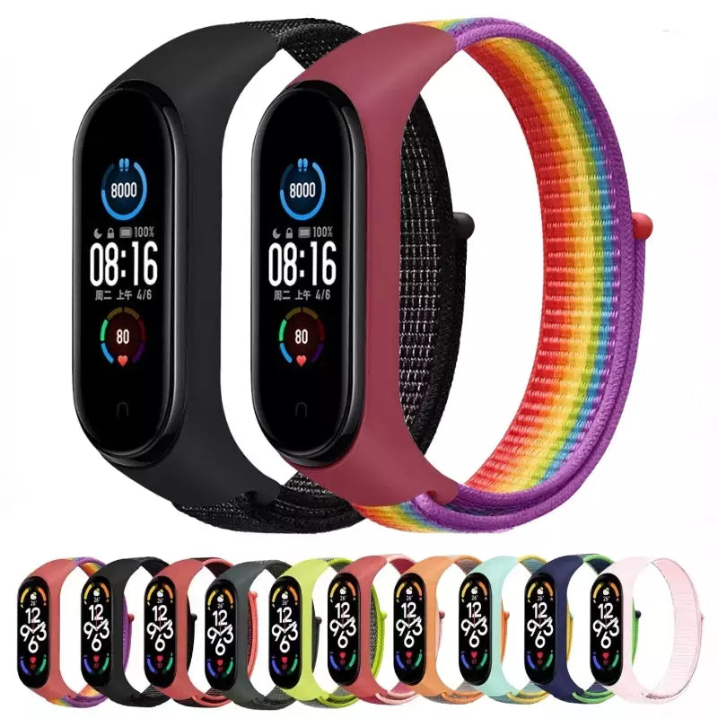 Correia de nylon para Xiaomi Mi Band, pulseira esportiva confortável, pulseira para Mi Band 7, 6, 5, 4, 3