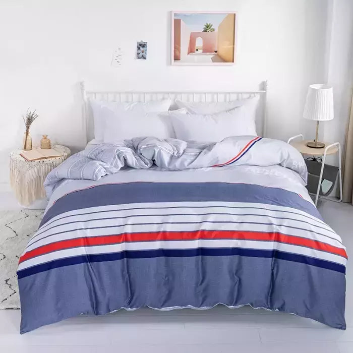 Listrado impressão algodão Duvet Cover Set, Soft Skin Friendly cama fronha, 1PC, 2PC, 3 PCs, 100% algodão