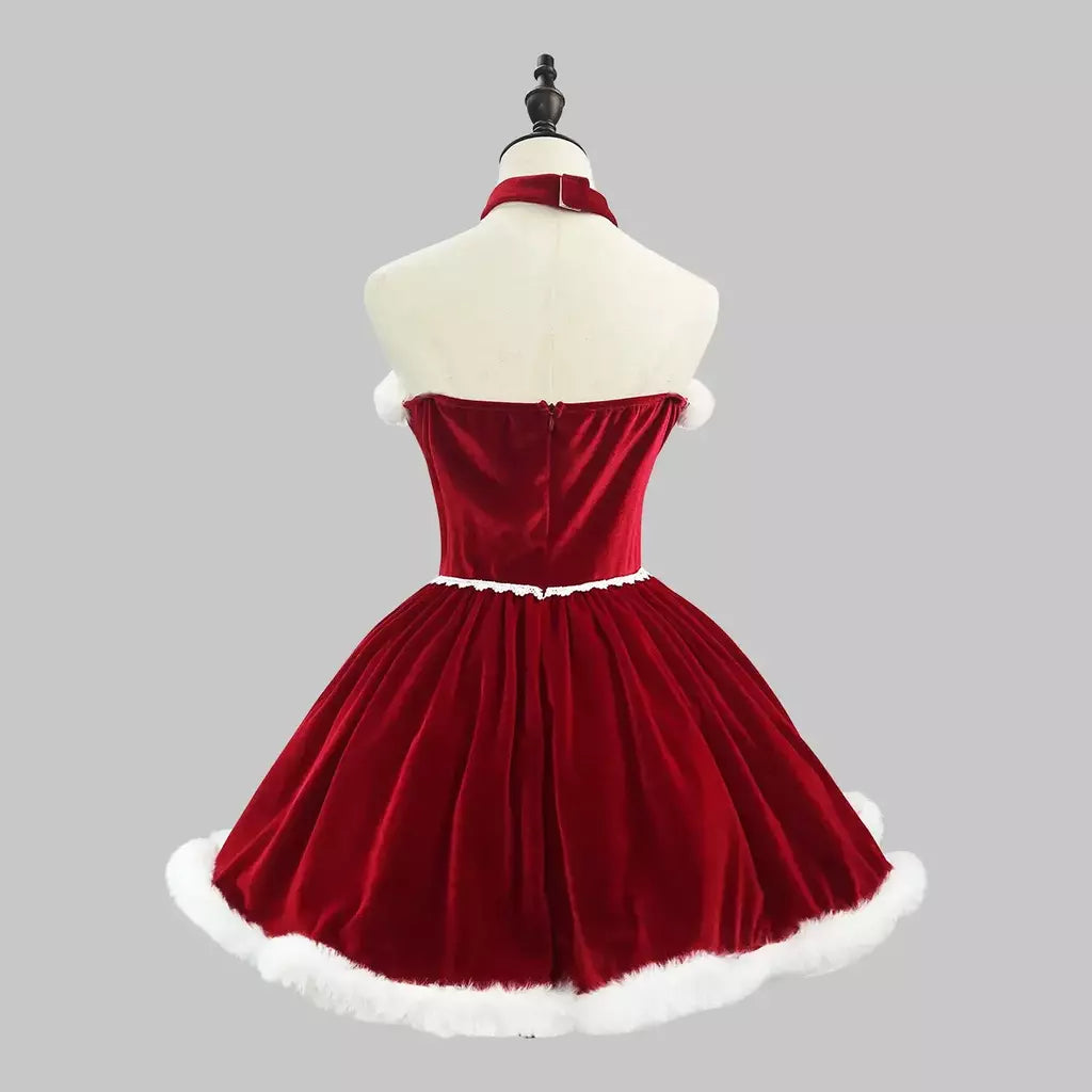 Ano novo vestido vermelho manto cosplay plus size roupas de natal capa feminina role play outfit conjunto completo quente traje de férias meninas