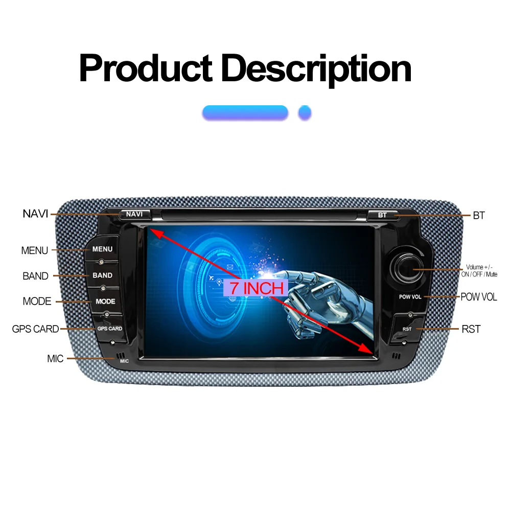 Rádio automotivo sem fio carplay android auto para seat ibiza 6j 2009 - 2013 4g wifi multimídia navegação gps 2din 7 "unidade principal estéreo