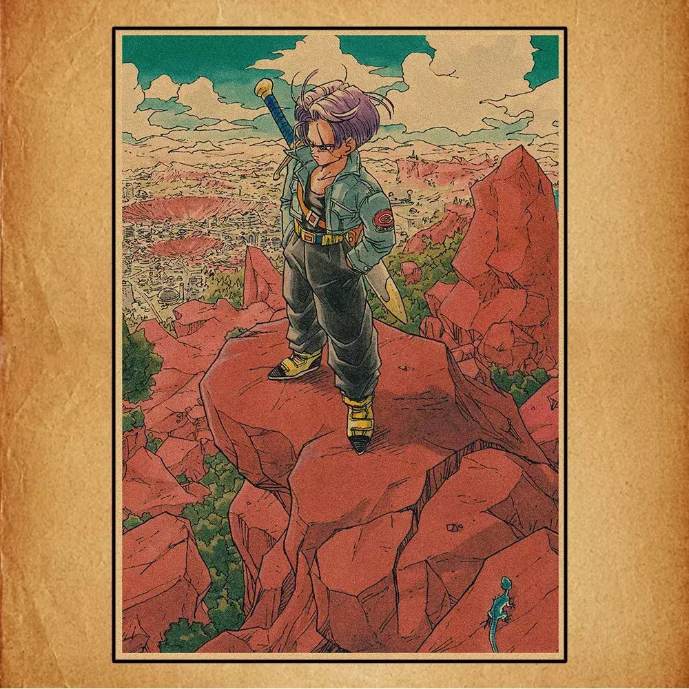 Japonês em torno do anime retro dragon ball cartaz goku gohan vegeta piccolo friza pintura em tela impressão arte da parede presente das crianças