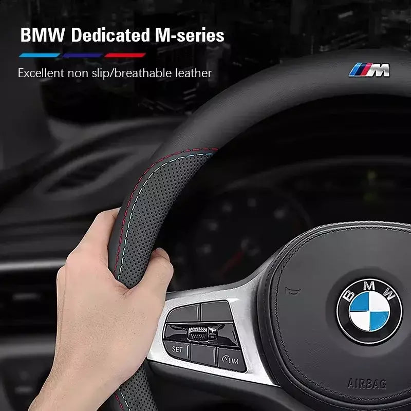 Para bmw m capa de volante do carro g20 f11 e87 f30 f10 x3 g01 x5 f40 f16 m3 x1 x7 1 3 5 7 série couro antiderrapante acessórios