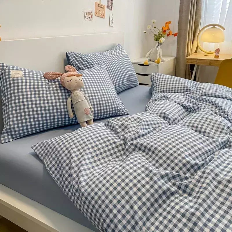 Preto branco pequenos verifica impresso conjunto de cama floral capa edredão fronha conjunto cama folha colcha único rainha rei tamanho