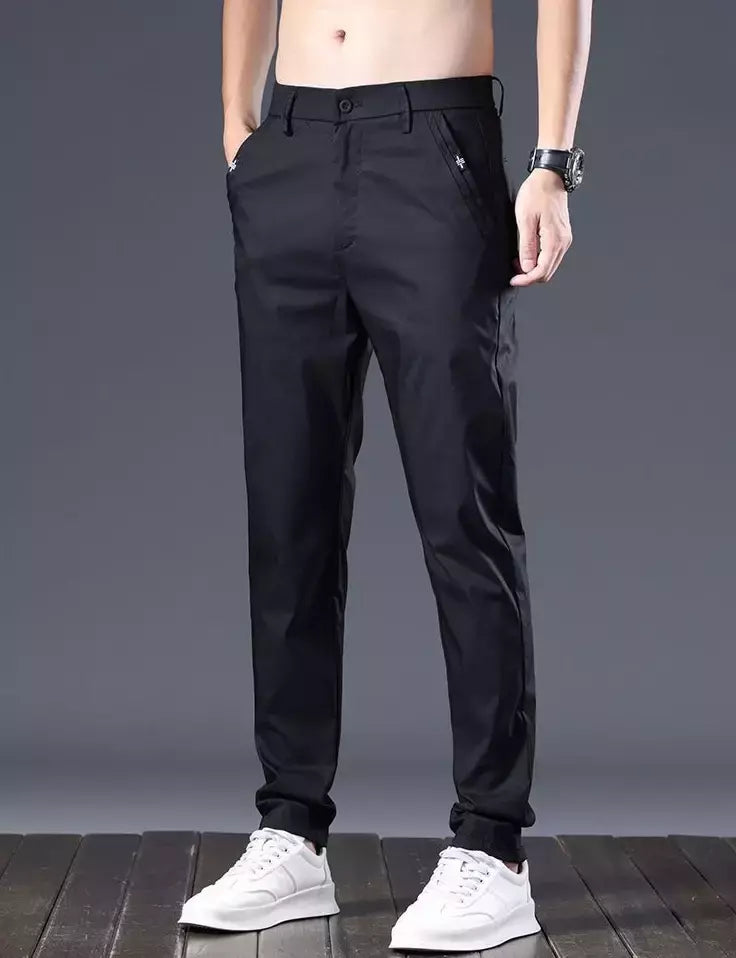 Calça reta masculina de alfaiataria social, calça masculina de algodão, para cima fina e casual, calça empresarial chinesa, clássica, para cima, verão