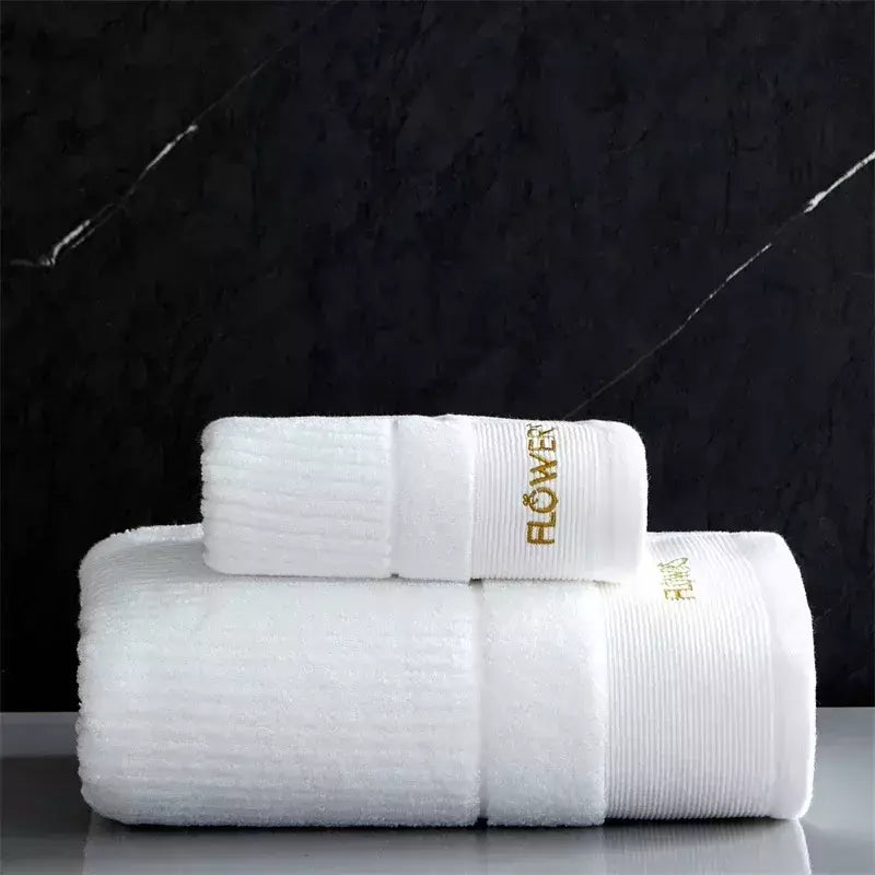Conjunto de toalha de algodão egípcio para adultos, toalha de banho absorvente, cor sólida, bordado, toalha de rosto macio, espessado, 100%