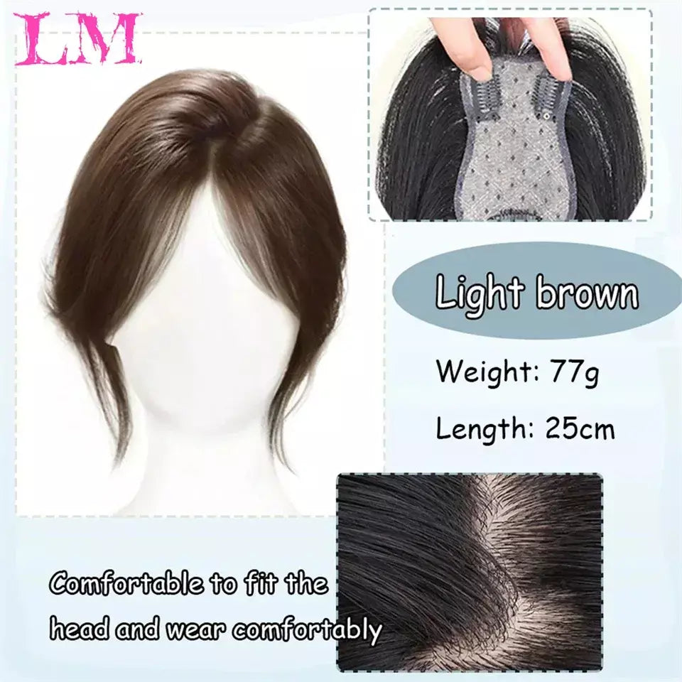 Lm fino 3d ar franja de cabelo em linha reta puro franja clipe em extensões de cabelo topper franja 3d invisível sem costura cabeça peruca de cabelo