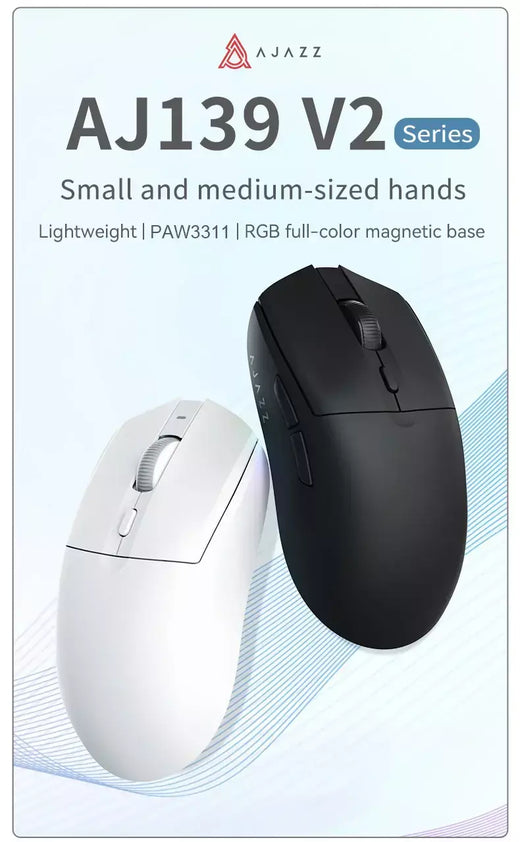 AJ139-V2-MC Tri-mode com fio/2.4GHz/BT Mouse para jogos sem fio com doca PAW3311 Chipset para jogos 12000DPI máx.