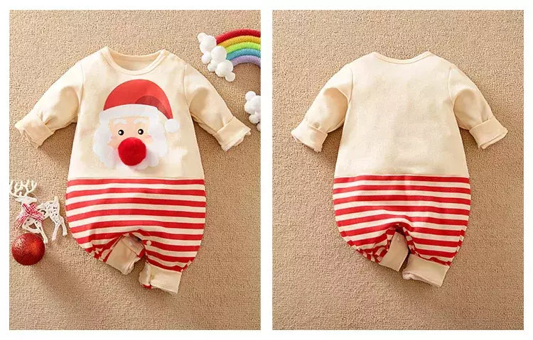 Macacão de algodão de manga comprida recém-nascido, vestidos bonitos de festa, roupas confortáveis para bebês, Natal, 0-18, primavera e outono