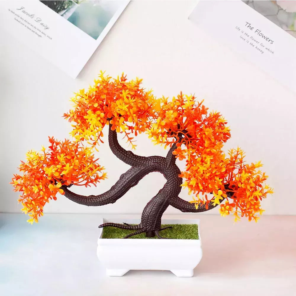 Plantas de plástico artificiais bonsai pequeno vaso de árvore planta falsa vaso de flores arranjo de jardim ornamentos quarto decoração de mesa de casa