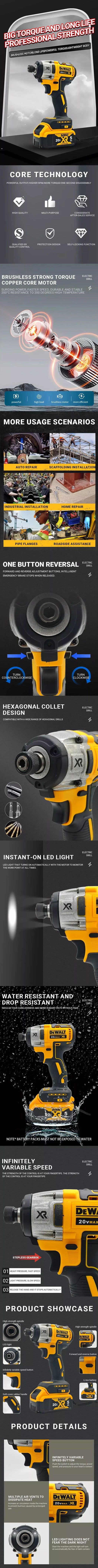 Dewalt dcf887 sem escova 205n.m chave elétrica chave de impacto sem fio multifuncional portátil ferramentas elétricas para 20v bateria