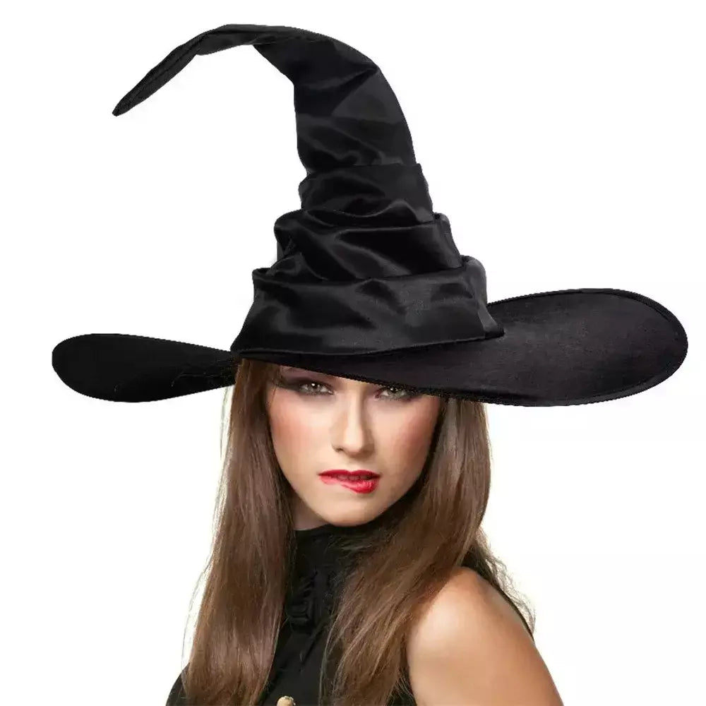 Halloween dobras bruxa feiticeiro chapéu preto festa cosplay traje chapelaria diabo boné adereços traje feminino acessório para festa cosplay